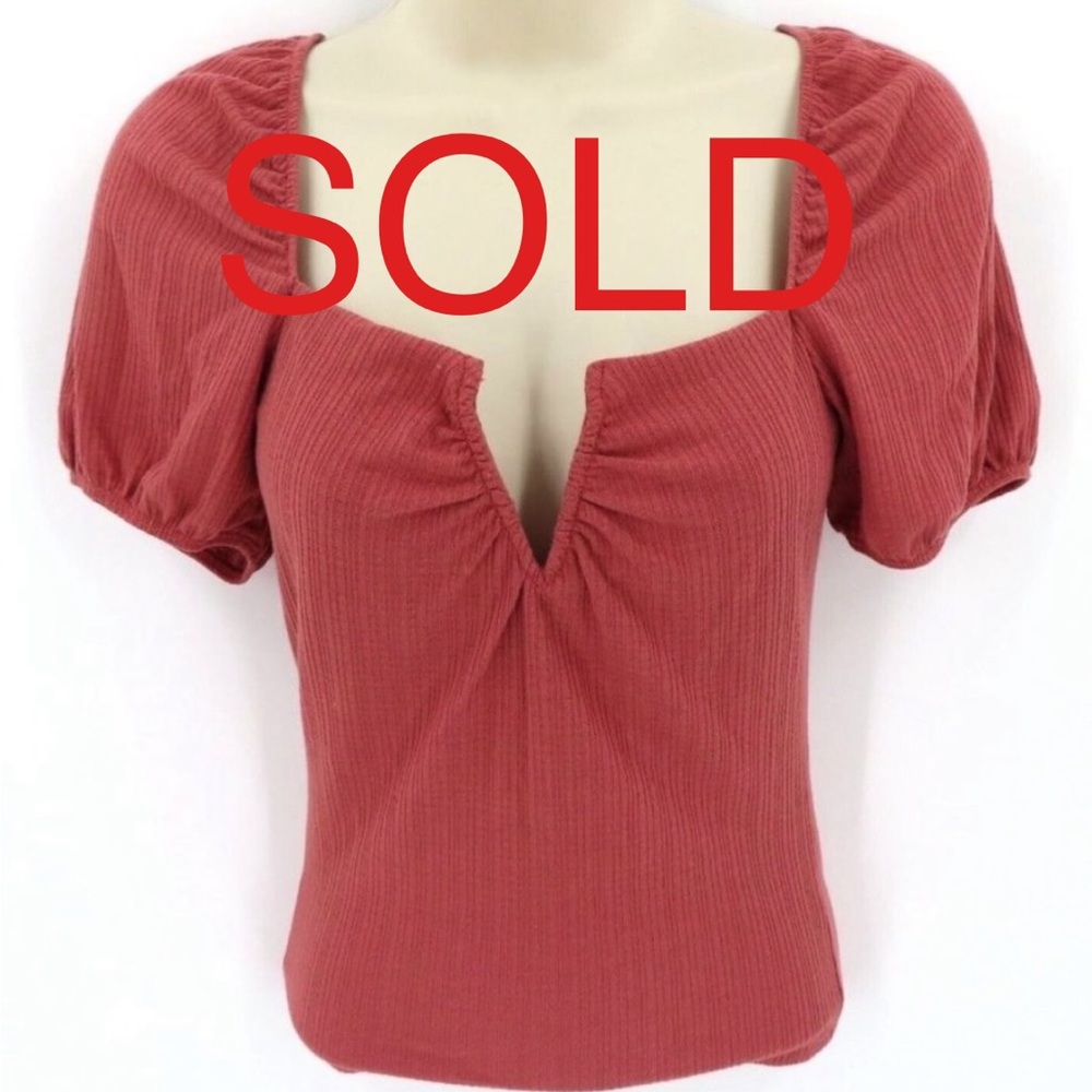NWT: Guess Safiya V Wire Top Pink/Mauve Womens Small Tie Back Square Shirt